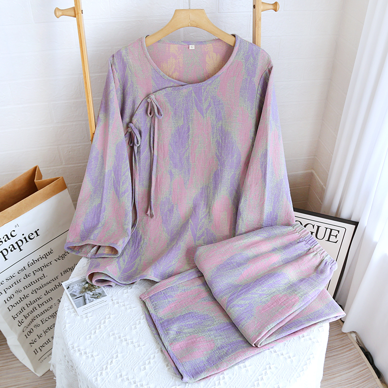 Feather-colored woven set with placket buttons, 2 colors - Image 2