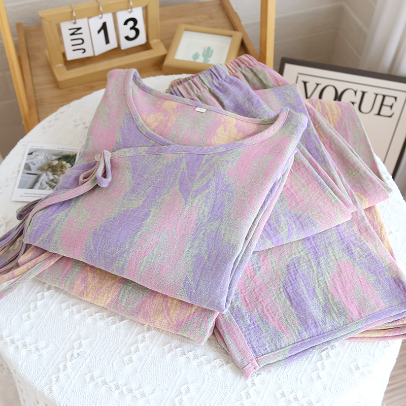 Feather-colored woven set with placket buttons, 2 colors - Image 3